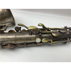 Early 20th century Elkhart Pan American C-Melody saxophone, Patd. Sept.14 1915, no.1153489, serial no.P27678; in fitted hard carrying case with crook