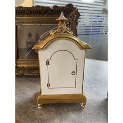 Late 20th century limited edition Royal Worcester mantle clock, hand painted by Jason Bowman with a still life of fruit upon mossy ground, signed J Bowman, with marks beneath including limited edition no 53/200, H27cm, with makers fitted card box 