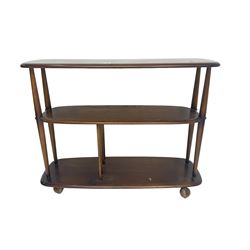 Ercol - elm and beech three tier stand on castors
