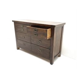 Stained pine chest, six graduating drawers, stile supports 
