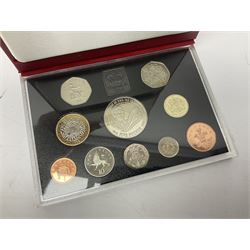 Six The Royal Mint United Kingdom proof coin collections, dated 1995, 1996, 1998, 2002, 2006 and 2007 all cased with certificates