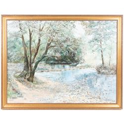 Barbara Whitmore (Whitby 20th century): River Views, pair oils on board signed 55cm x 73cm (2)