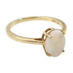 9ct gold single stone opal ring, hallmarked, opal approx 1.00 carat