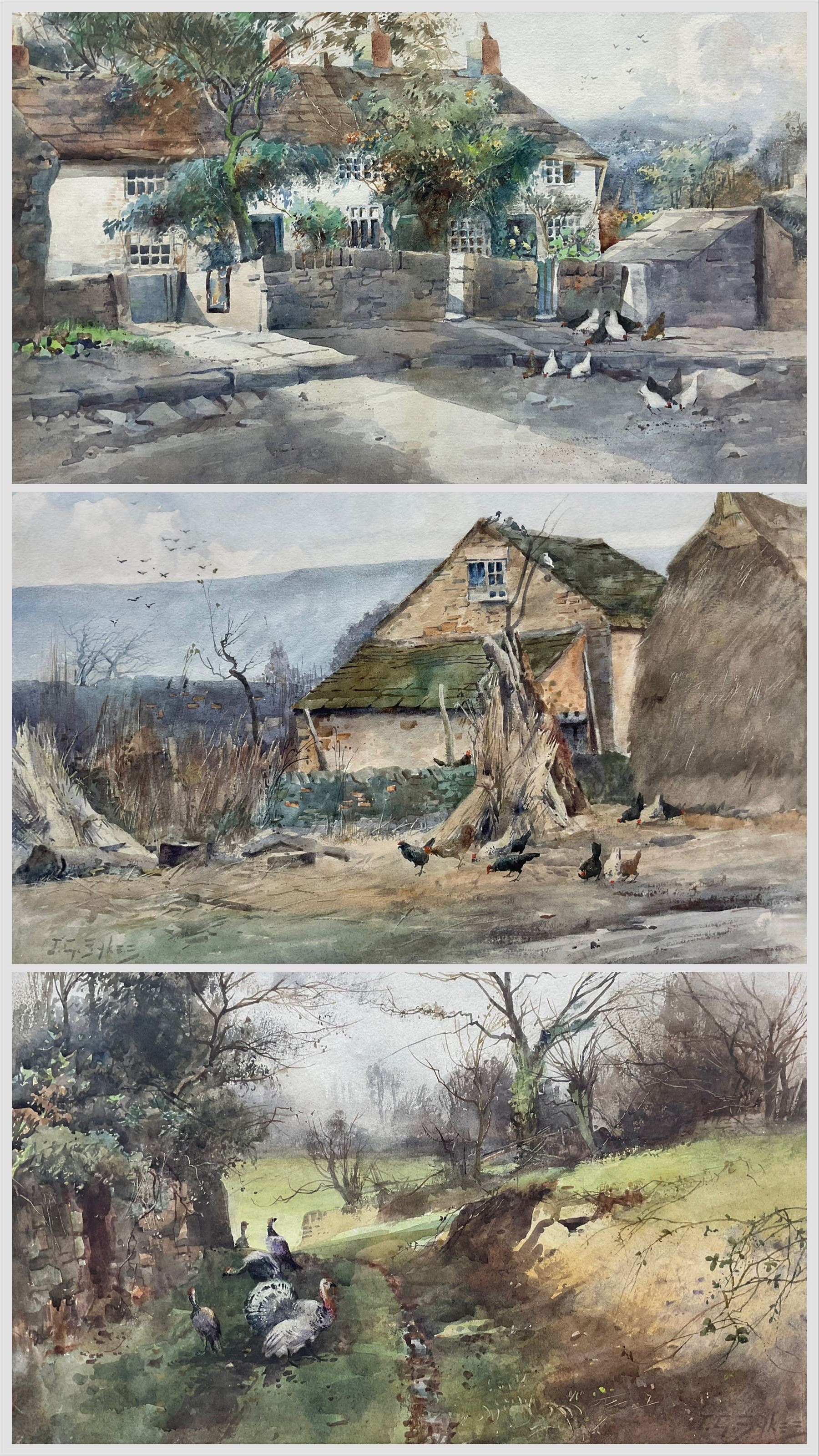John Guttridge Sykes (British 1866-1941): Poultry in the Farmyard, three watercolours signed max 27cm x 38cm (3)