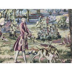 Large wall tapestry, depicting a hunting scene, H165cm, L165cm