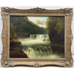 John Brandon Smith (British 1848-1884): River Falls, oil on canvas unsigned 34cm x 44cm