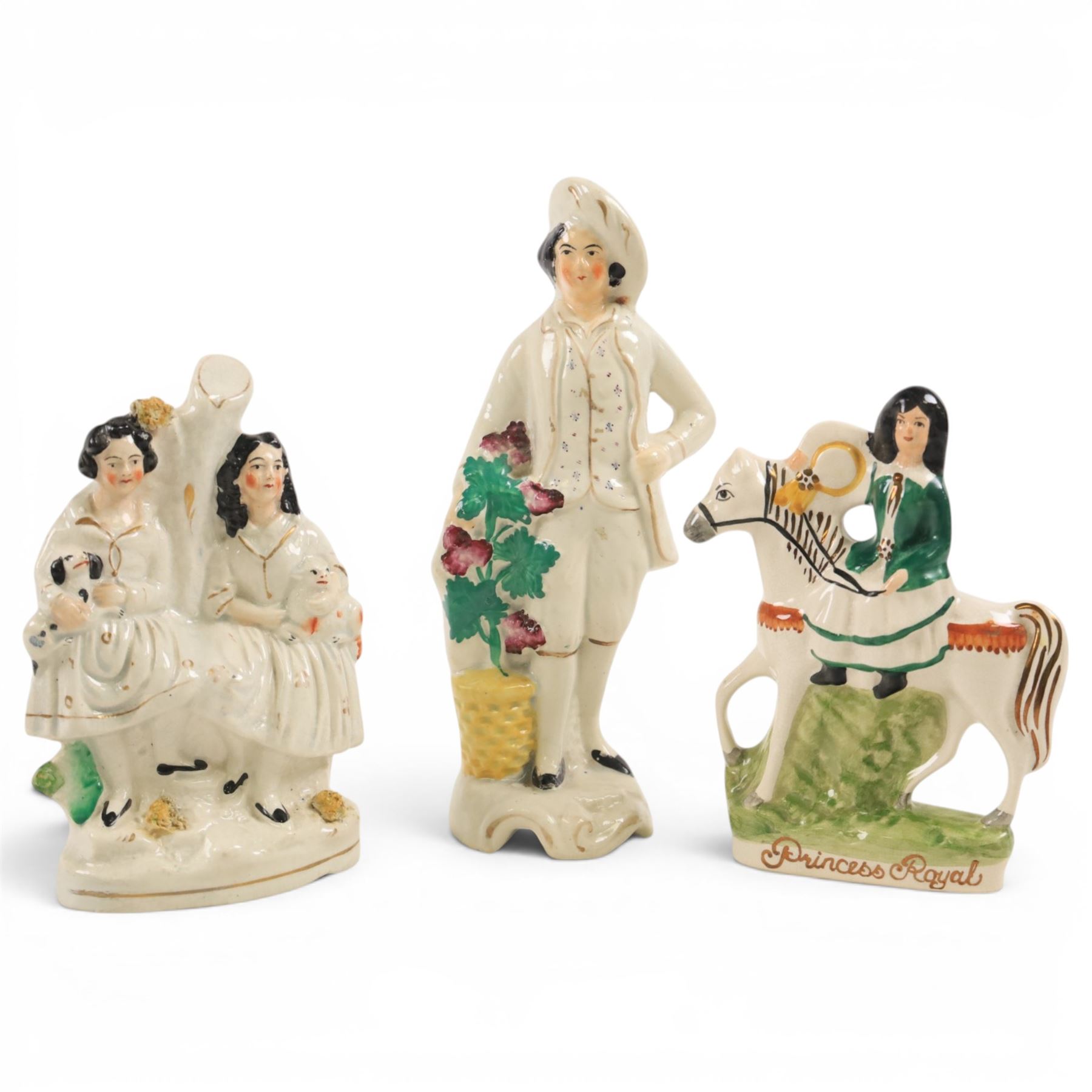 Collection of Staffordshire figures, including Princess Royal, Highlander etc 