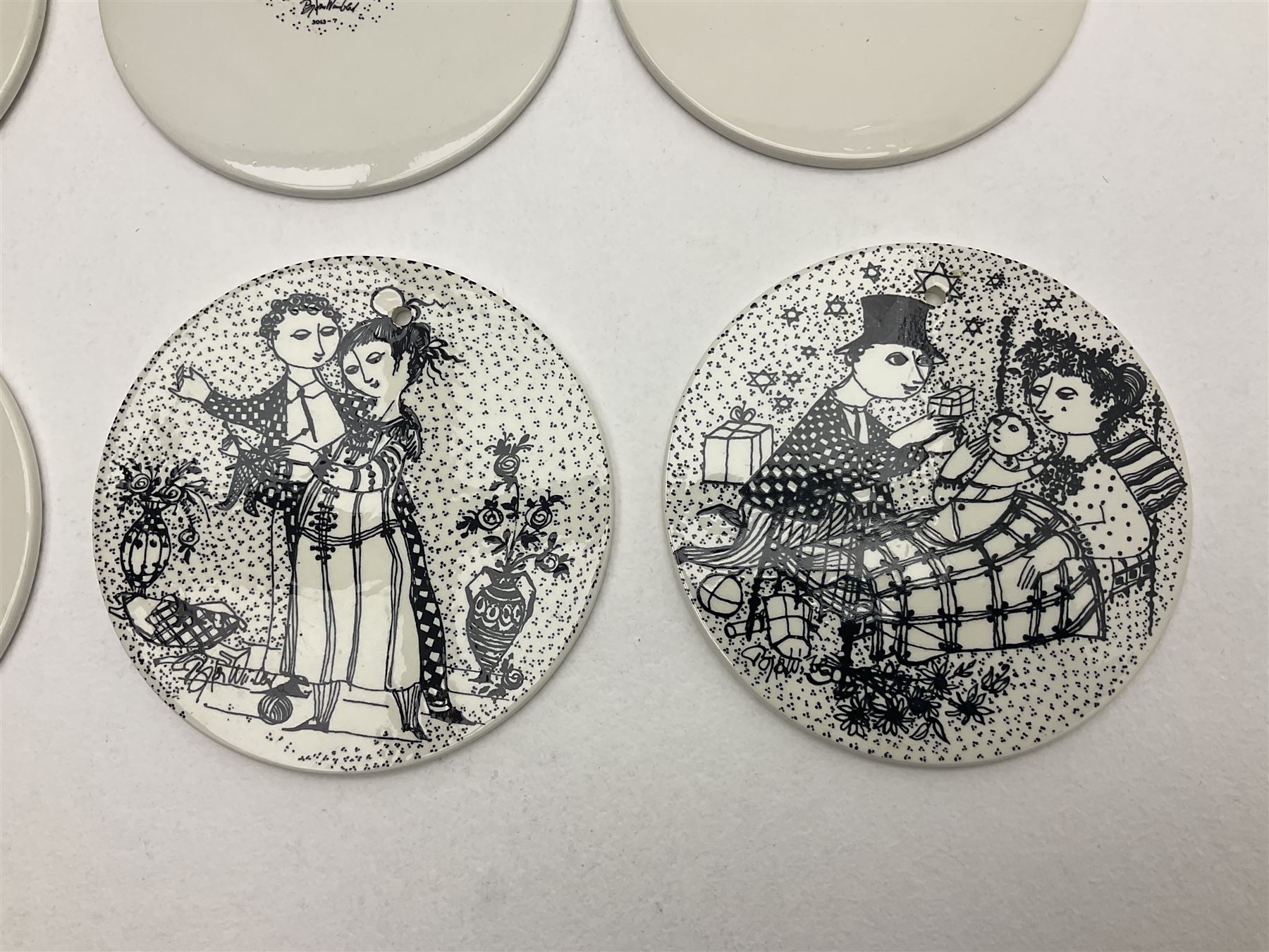 Bjorn Wiinblad for Nymolle Denmark set of twelve calendar wall plaques, D15cm