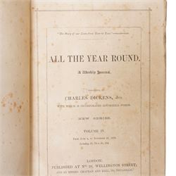 Charles Dickens Library 18volumes by The Educational Book Company in blue boards and All the Year Round conducted by Charles Dickens, New Series Volumes 3 and 4 1870