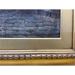 Elias Mollineaux Bancroft (British 1846-1924): 'Arguments Yard - Old Whitby', watercolour and gouache signed titled and dated 1883, further titled signed and dated with artist's address '30 Plymouth Grove Manchester' verso 76cm x 55cm