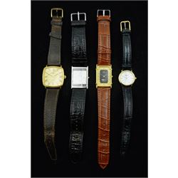 Concord stainless steel quartz wristwatch, Ref. 14-C1-617, serial No. 854364, Longines automatic, Omega De Ville quartz and a Tissot quartz, all on leather straps (4)
