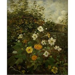 English School (Early/mid 20th century): Garden Flower Border, oil on panel unsigned 44cm x 36cm