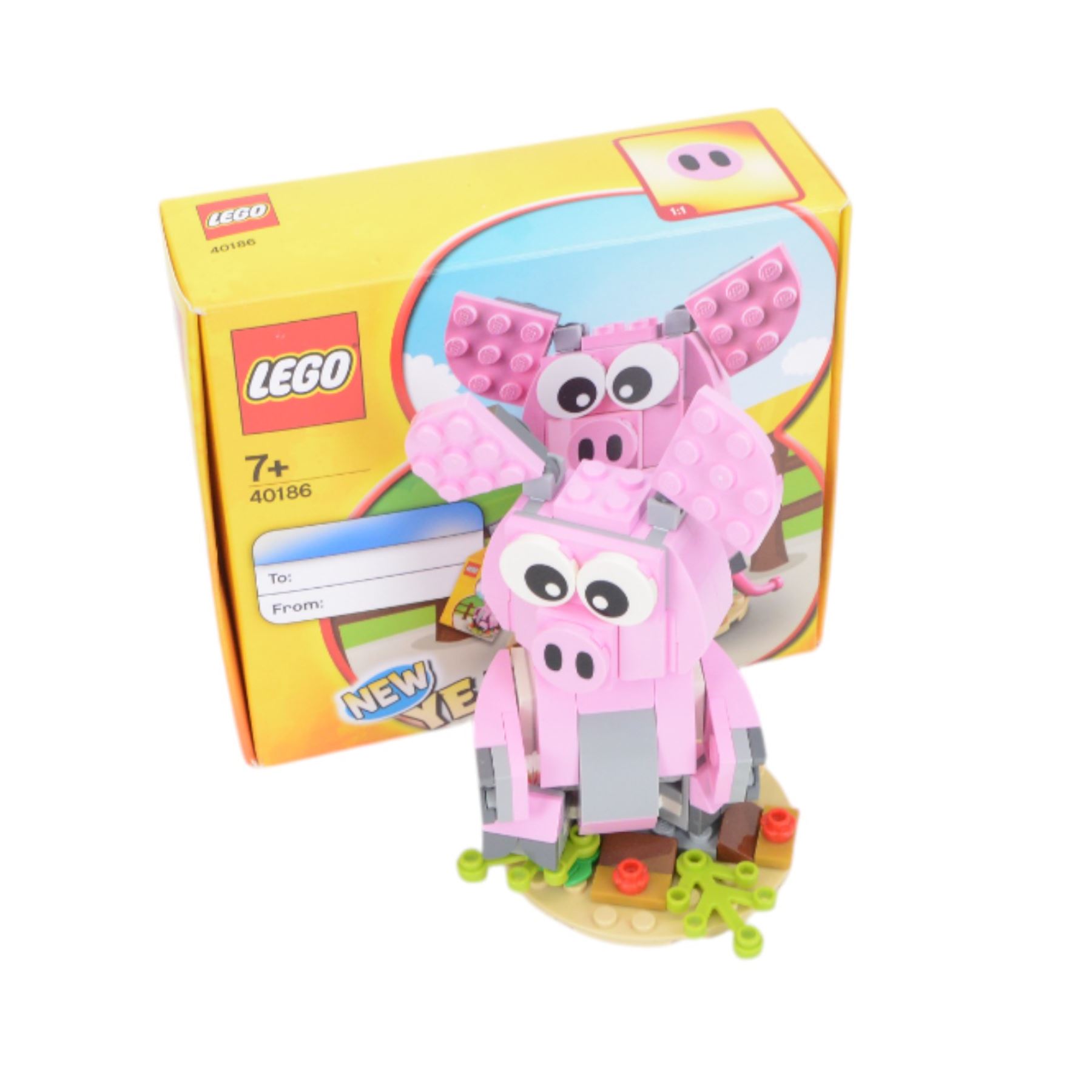 Six Lego Brick Headz built figures, including 40353 Elf, Reindeer and Elfie, 40274 Mr Claus and Mrs Claus, 40349 Puppy, 40186 Year of the Pig, 40273 Turkey and 40271 Bunny, all boxed 