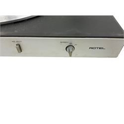 Rotel record player with pioneer amps and cassette deck with a pair of Wharfdale speakers