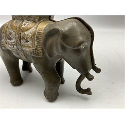 Two early 20th century cast-iron mechanical money banks - 'Rabbit on Cabbage' by Kilgore Manufacturing Company c1921 L11cm; and 'Elephant Swings Trunk' by A C Williams & Co patented 27th June 1905 L12.5cm (2)