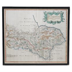 Robert Morden (British c.1650-1703): 'The North Riding of Yorkshire', 18th/19th century engraved map with hand-colouring 38cm x 43cm