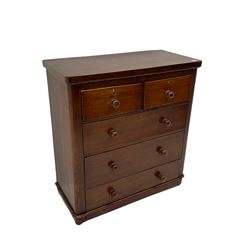 Victorian mahogany straight front chest, fitted with two short and three long drawers