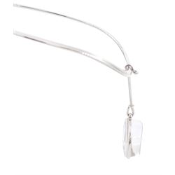 Georg Jensen silver 'Dew Drop' rock crystal pendant necklace designed by Vivianna Torun Bülow-Hübe, pendant No. 311C, on silver collar, No. 410, boxed