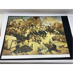 Large poster entitled 'Crests and Badges of the British Army in Daily Use 56 x 86cm; together with twenty-five colour prints of military interest including Crimean War, Boer War, WW2 etc; various sizes; all unframed