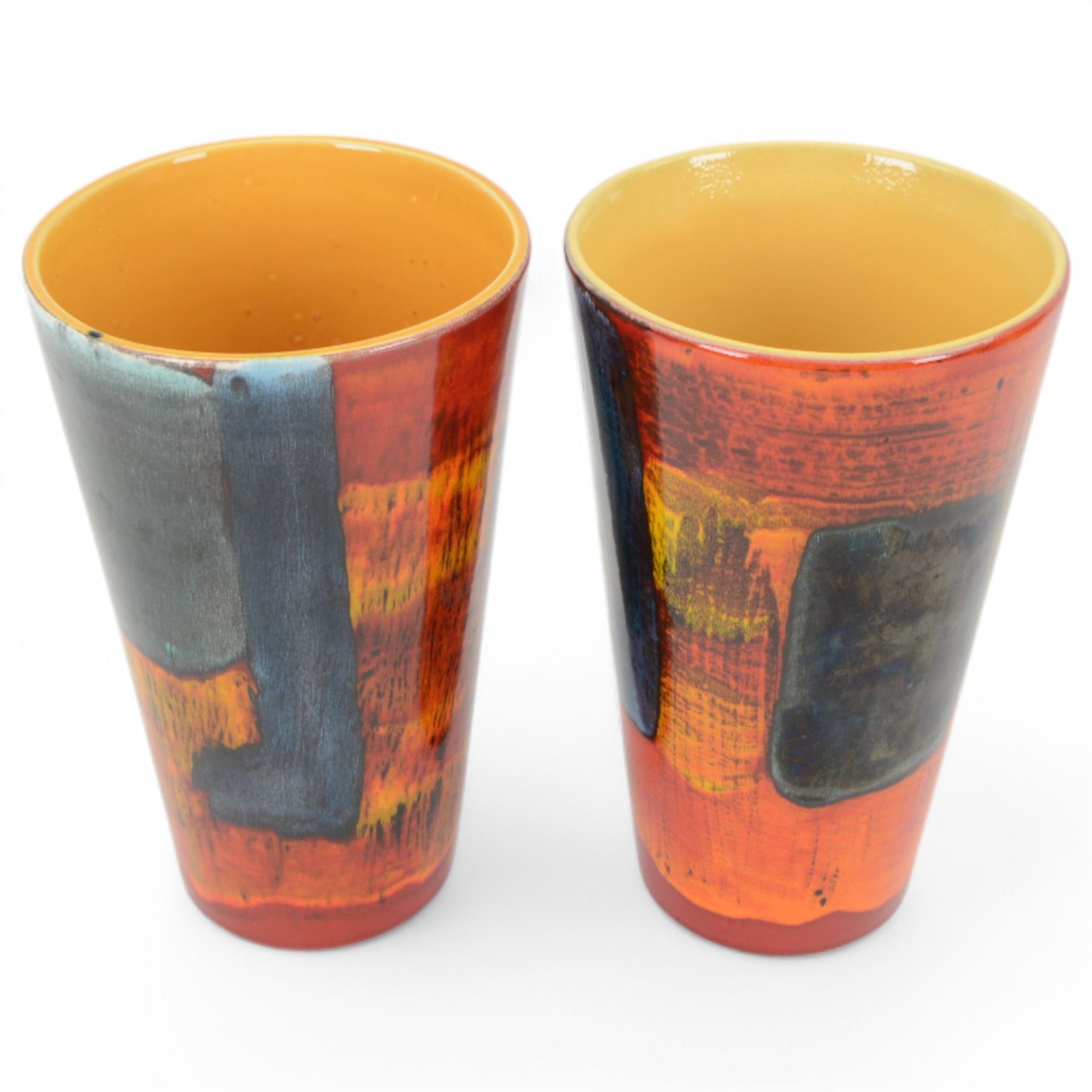 Two Poole pottery Gemstone pattern vases, H24cm