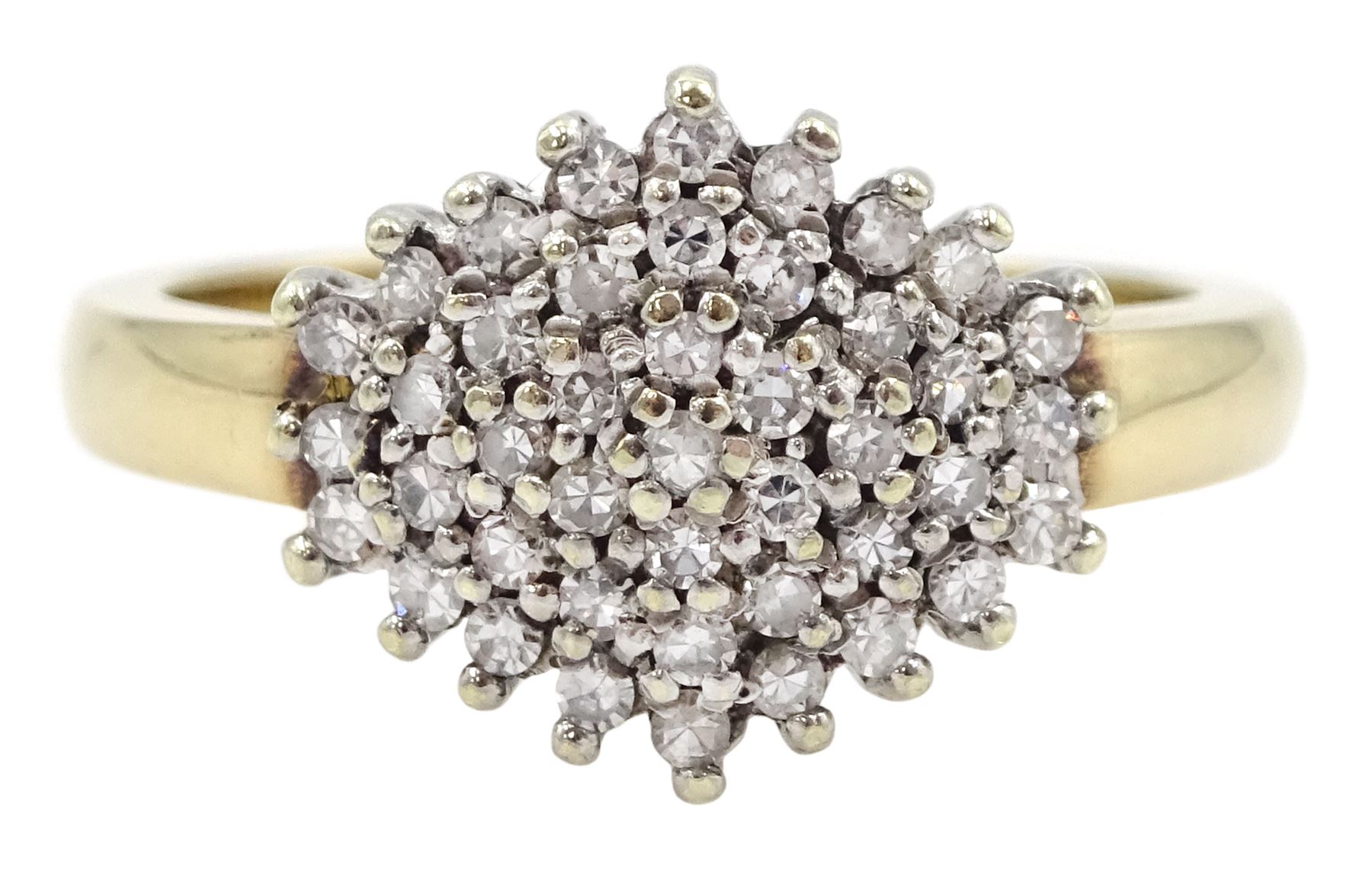 9ct gold diamond chip cluster ring, hallmarked