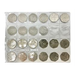 Queen Elizabeth II decimal fifty pence coins, including commemoratives, face value 11 GBP