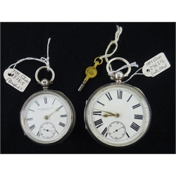  Silver key wound pocket watch by Fattorini & Sons Bradford Birmingham 1897 and a silver pocket watch the case dated Chester 1896 with key
