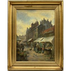 William Kay Blacklock (British 1872-1944): 'A Corner of the Market Place Richmond Yorkshire', oil on canvas signed, titled signed and dated 1895 verso 40cm x 29cm