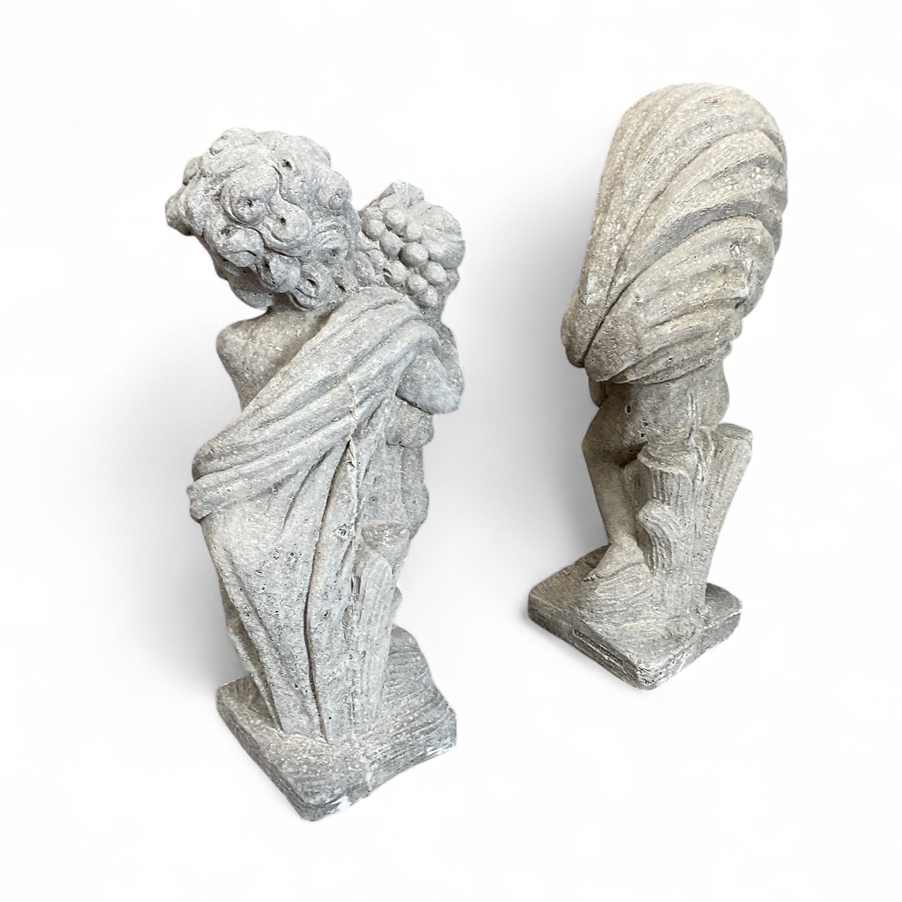 Set of cast stone cherub season statues