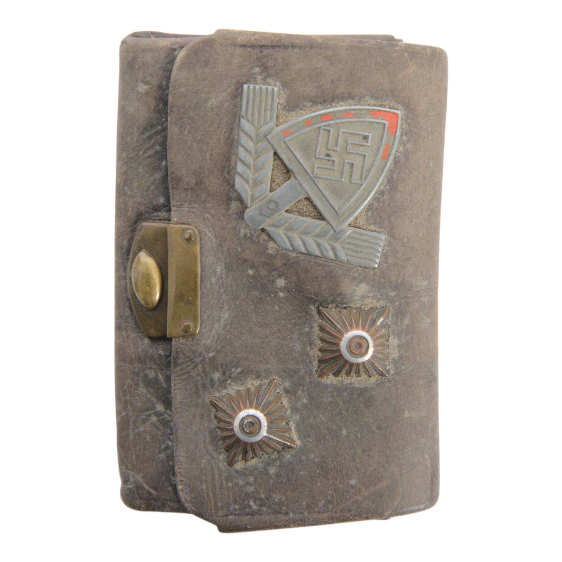 WWII German leather wallet with RAD Labor service badge and pips