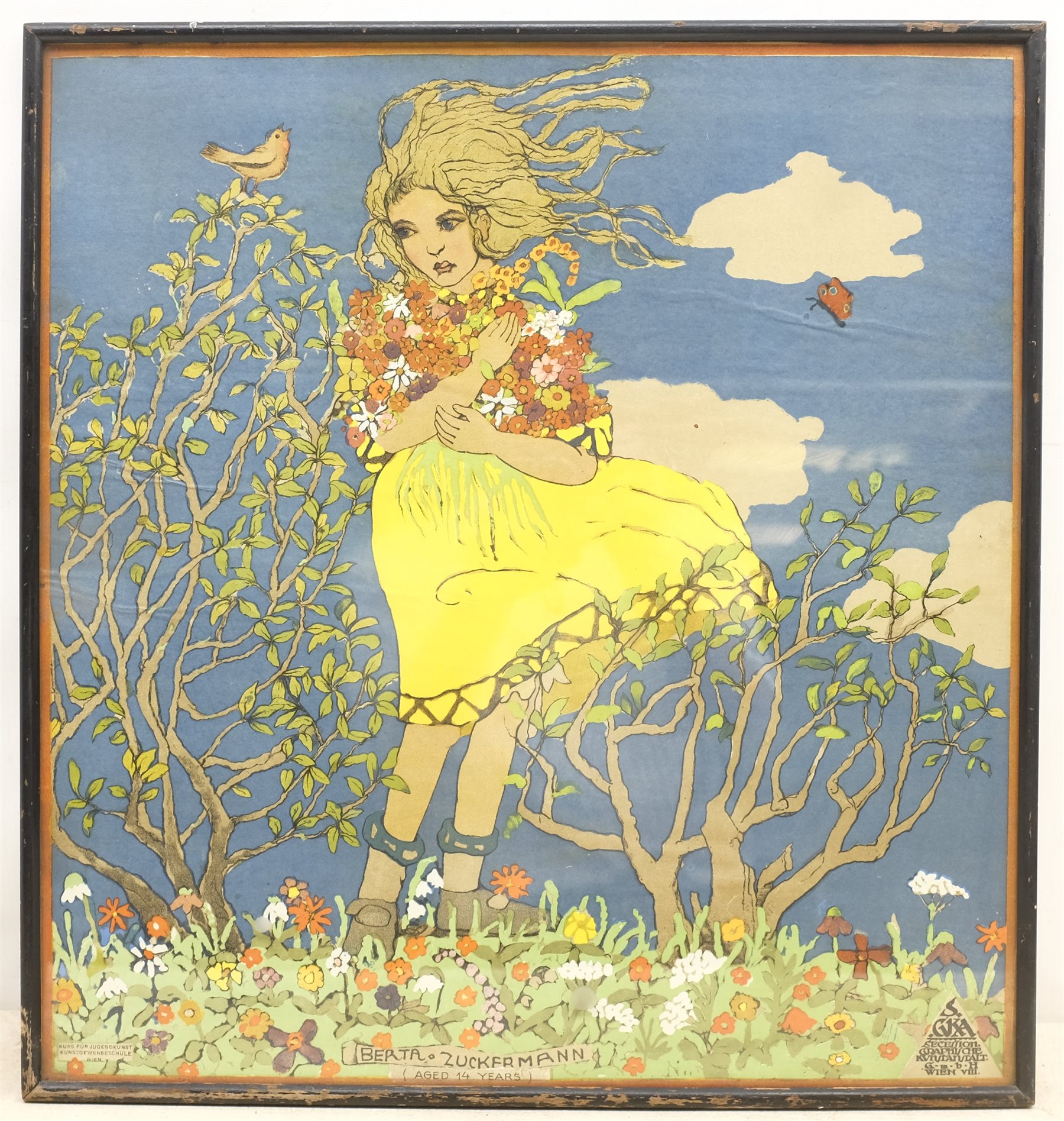 After Franz Cizek (Austrian 1865-1946): 'Herta Zuckermann (Aged 14 years) chromolithograph pub. Secession Graphische Kunstatstalt Wien, Vienna 49cm x 46cm