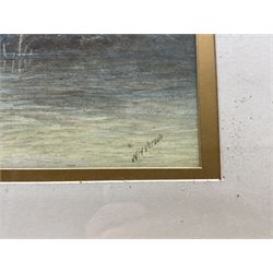 William Henry Vernon (British 1820-1909): Punting on the River, watercolour signed 23cm x 53cm