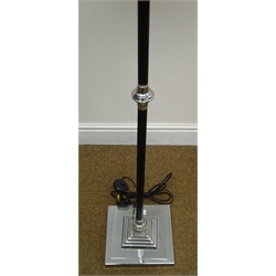  Chrome and black finish standard lamp and shade, H142cm (This item is PAT tested - 5 day warranty from date of sale)  