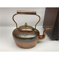 Walnut cased radio and copper kettle