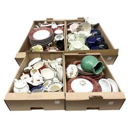 Quantity of ceramics to include Portmeirion, Coalport, Mason's ironstone, Special China tea and dinner wares, etc in four boxes