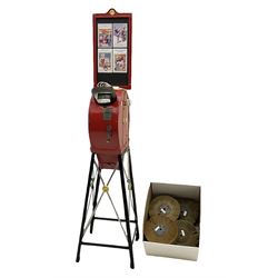 Early 20th century coin operated mutoscope, manufactured by the International Mutoscope Co. Inc. USA, serial no. AB580, with five mutoscope movie reels 'The Better Ole', 'A Lady Takes a Bath', 'Three Lady Gymnasts', 'A Girl in a Cage' and 'The Artist and his Model'
Provenance: from 'Gala-Land' underground amusement park in Scarborough which operated from 1925 to 1966