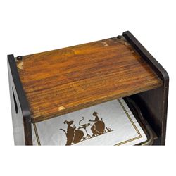 Mid-20th century mahogany four-tier serving tea trolley, heart-shaped cutout handles, on castors (H79cm, W55cm); Georgian mahogany corner washstand with single cupboard, raised on turned supports (H70cm, W54cm)