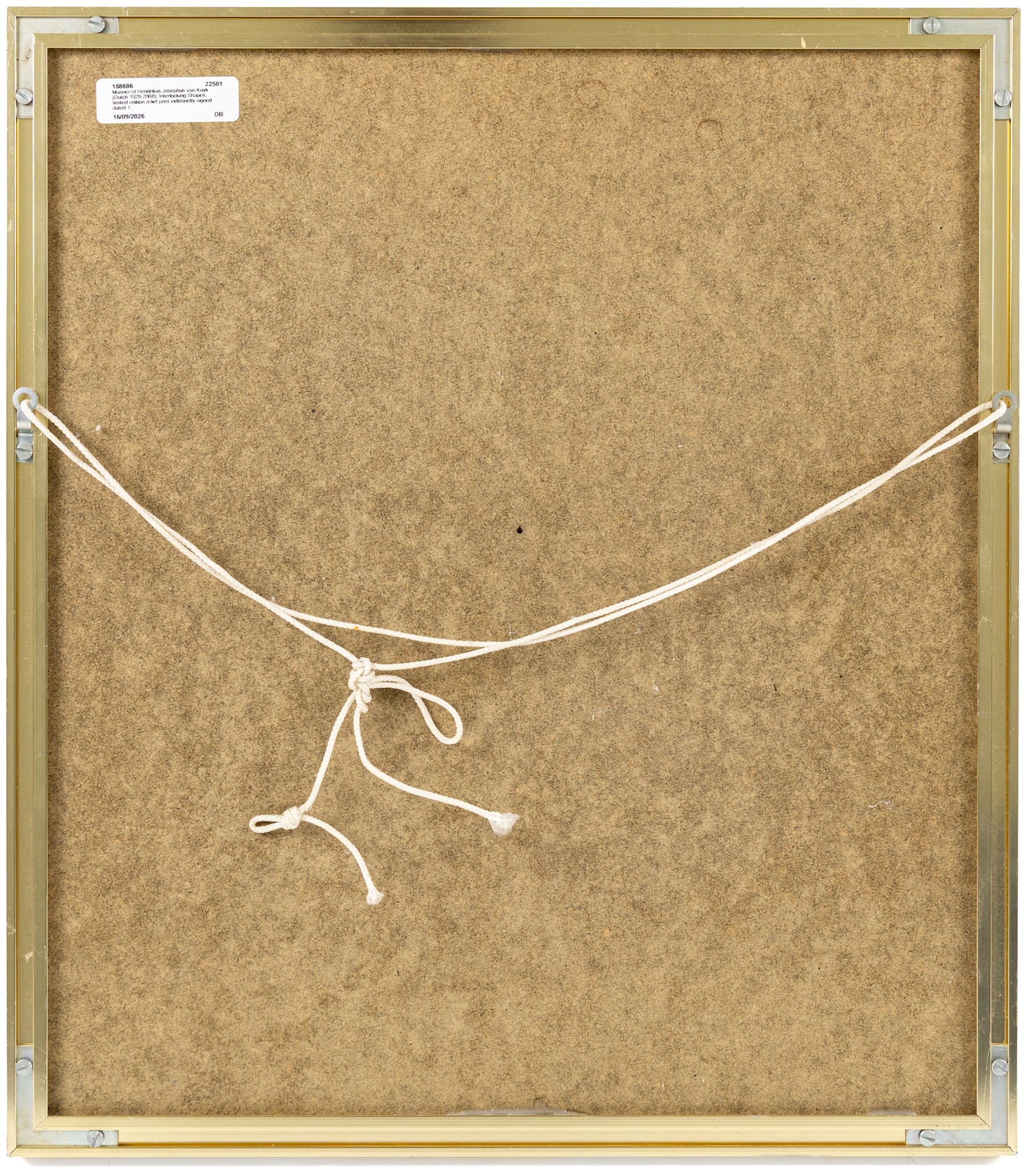 Manner of Hendrikus Josephus van Kuyk (Dutch 1929-2008): Interlocking Shapes, limited edition relief print indistinctly signed dated 1985 and numbered 15/175 in pencil 19cm x 14cm