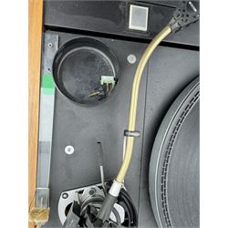 Thorens TD 126 MKII turntable record deck with SME tonearm, within teak case, together with a pair of Mordaunt-Short MS235 speakers, speakers H53cm