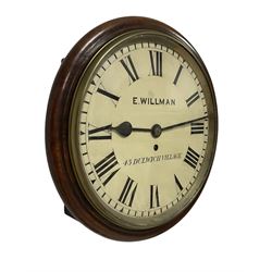 E. Willman of Dulwich Village, London - Early 20th century mahogany cased 8-day wall clock with a 12