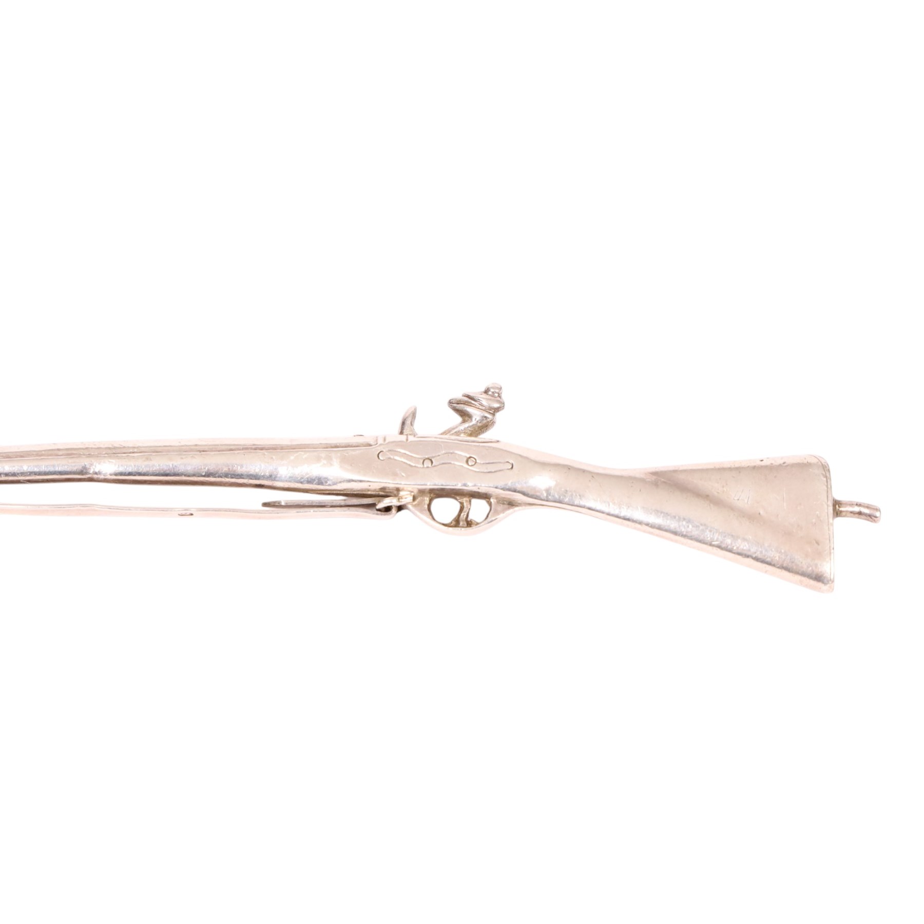Victorian miniature silver flintlock rifle, L17cm