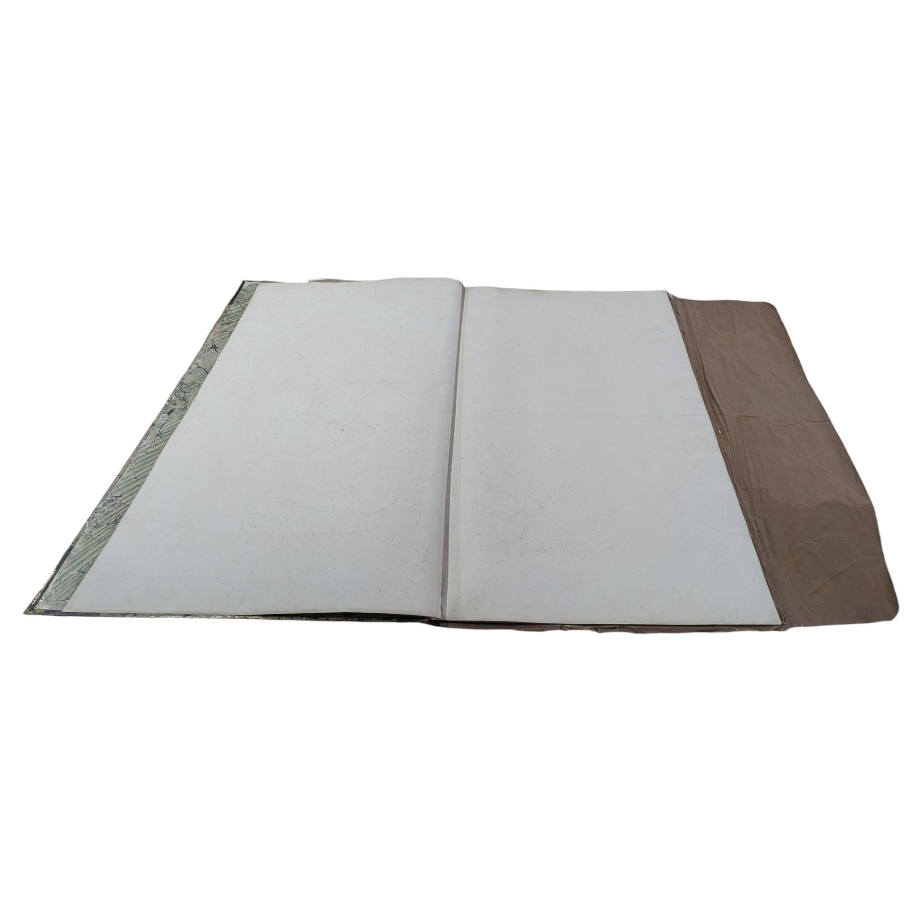 Large folio with blank pages in marbled boards 103cm x 71cm