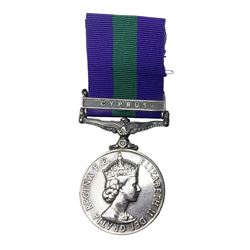 Elizabeth II General Service Medal with Cyprus clasp awarded to T/23506119 Dvr. H. King R.A.S.C.; with ribbon