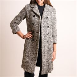 Barbour and Aquascutum - three ladies’ coats, comprising a Barbour Classic Duffle in dark brown wool blend with toggle fastenings and signature tartan lining, size UK 8, together with two Aquascutum herringbone wool coats, each double-breasted and fully lined, both bearing Regent Street London labels (3)