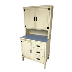 1950s painted kitchen cabinet, and a painted pine two door cupboard