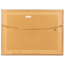 Richard Bolton (British 1950-): Geese in a Row, watercolour signed and dated '90, 24cm x 41cm 