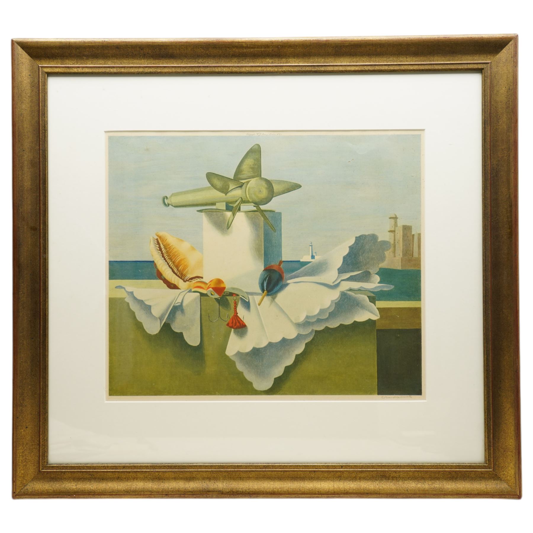 Edward Wadsworth (British 1889-1949): 'Wings Of The Morning', lithograph in colours signed in pencil with blindstamp 39cm x 46cm