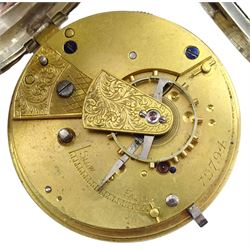Victorian silver open face key wound English lever pocket watch, No. 72794, case by Thomas Mills, Chester 1892, with a Victorian silver tapering Albert chain and a French nickel cased Pedometer