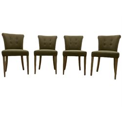 Neptune Furniture - Calverston set of four curved back dining chairs with Clara Natural buttoned upholstery, pale oak legs