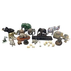 Collection of elephant figures, to include Country Artists example, brass example, etc., and metal pen tray modelled with an elephant, in one box 